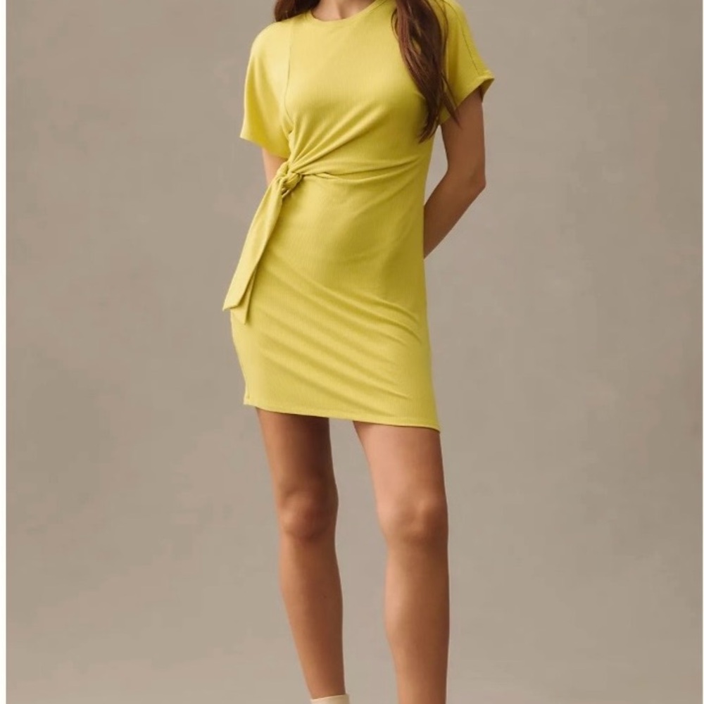 Daily Practice Nico by Anthropologie Celery Tie-Waist Short Sleeve Dress XS